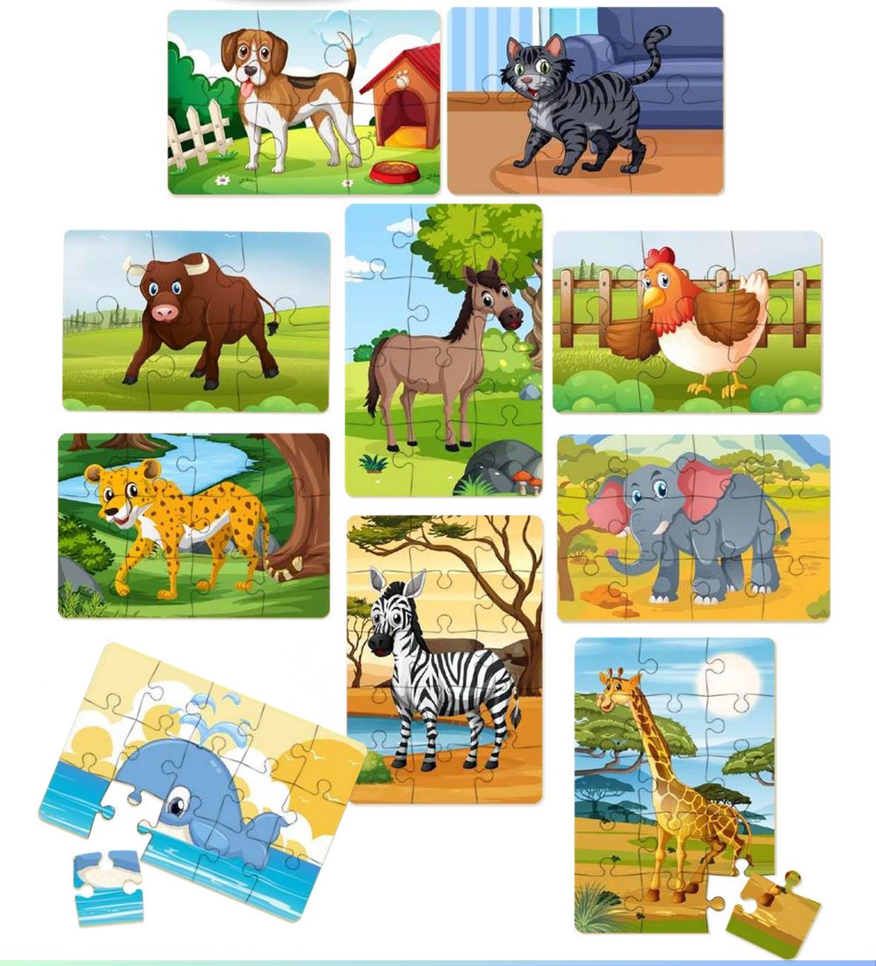 QUEBRA-CABEÇA DE ANIMAIS – COM 10 QUEBRA-CABEÇAS – Portal BM